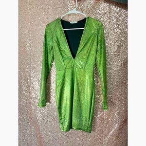 Metallic Green Mini Dress